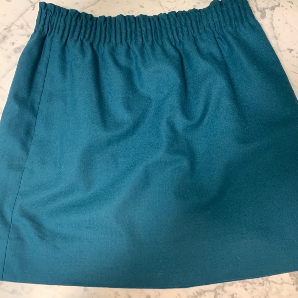 J Crew paper bag waist mini skirt teal like new!